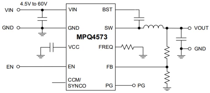 Application Circuit Diagram - Monolithic Power Systems (MPS) MPQ4573 Switching Converters